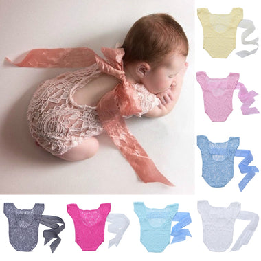 Classy Lace with Back Bow-tie Baby Romper