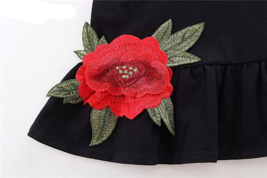 Rose Embroider Black Dress - Charlotte Baby Closet Rose Embroider Black Dress - Charlotte Baby Closet
