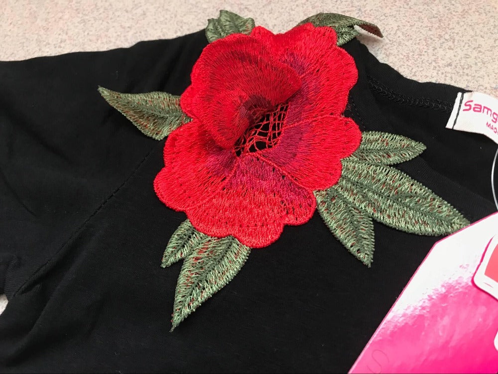 Rose Embroider Black Dress Rose Embroider Black Dress