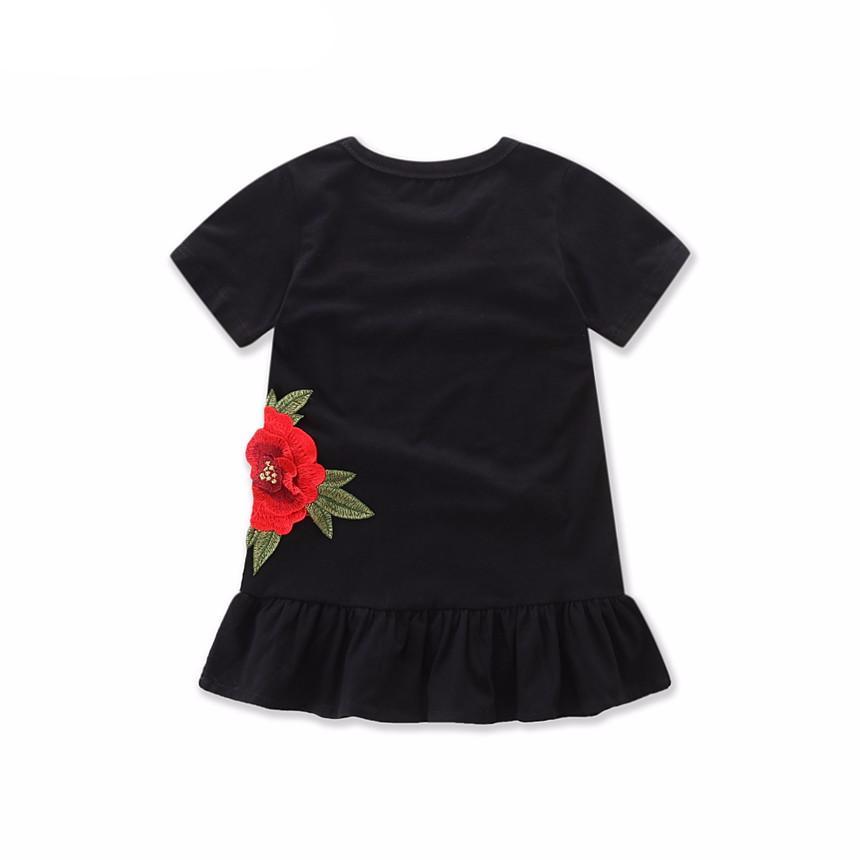 Rose Embroider Black Dress - Charlotte Baby Closet Rose Embroider Black Dress - Charlotte Baby Closet