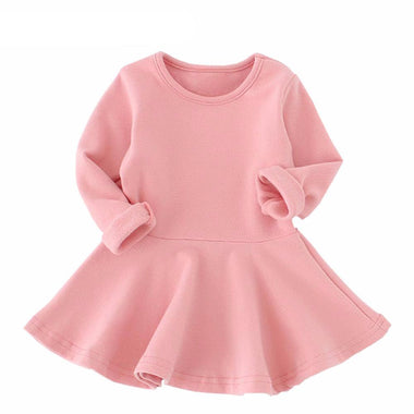 Candy Color Cotton Baby Girl Long Sleeve Dress