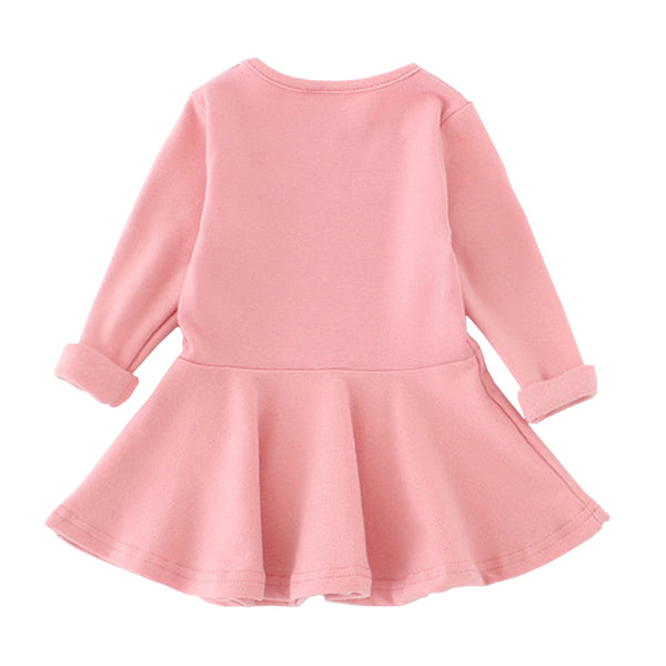 Candy Color Cotton Baby Girl Long Sleeve Dress